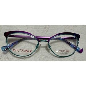 NWT Betsey Johnson Fox Petite Cat-Eye Hybrid Eyeglass Frames PUR